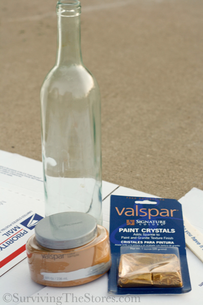 Repurpose a wine bottle - paint it gold and make it a vase!