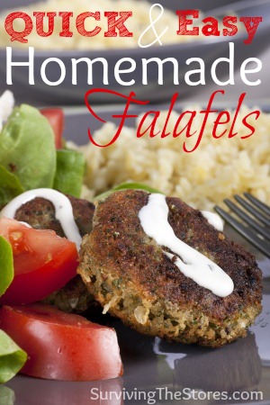 This is a super easy Falafels Recipe that you can make in minutes! It's one of the few that I have memorized so I can make it when I haven't planned anything for dinner that day.