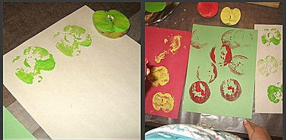 Did you know that you can use apples to make stamps?  Such a fun activity to do with the kids!