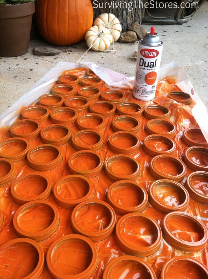 Mason Jar Pumpkins Spray Paint
