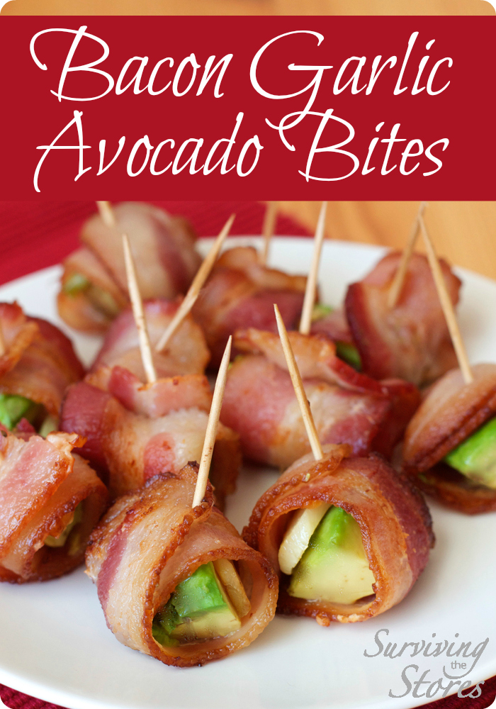 Try Bacon Garlic Avocado Bites for your next party! A delicous appetizer that can be enjoyed by all! #lowcarb #paleo #glutenfree