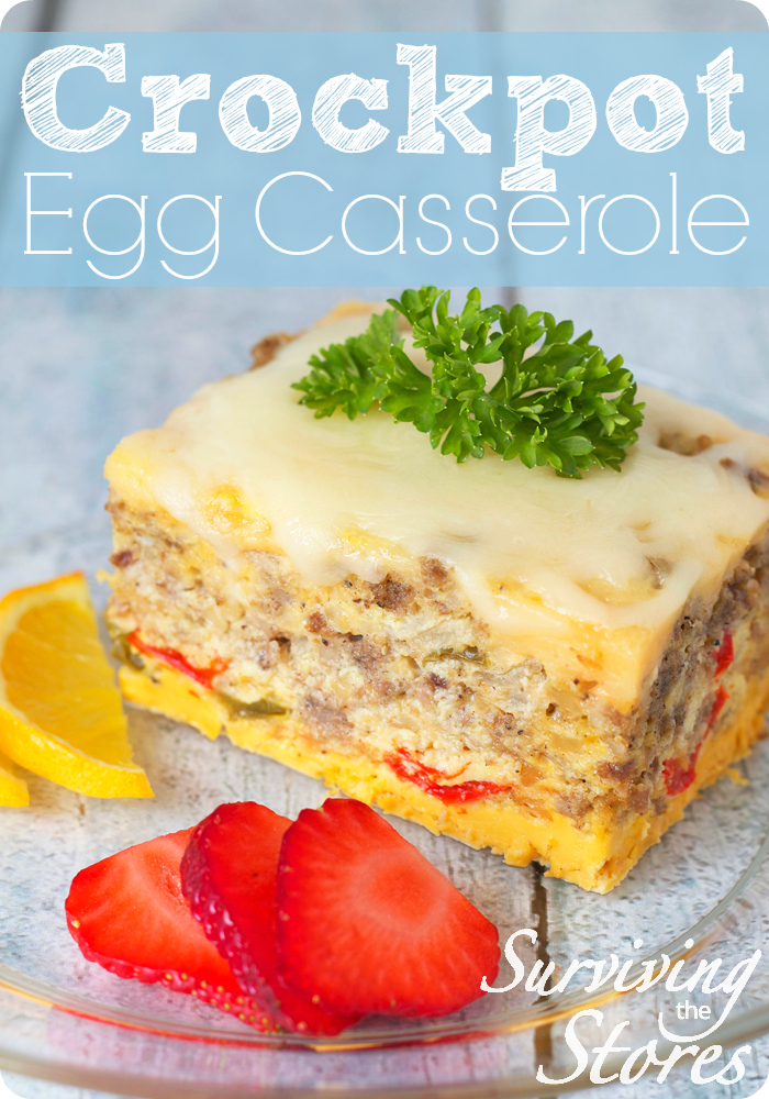 Throw this delicious egg casserole into the crockpot at night and wake up to breakfast ready to go! This recipe works great for those on gluten free, low carb and Trim Healthy Mama diets!