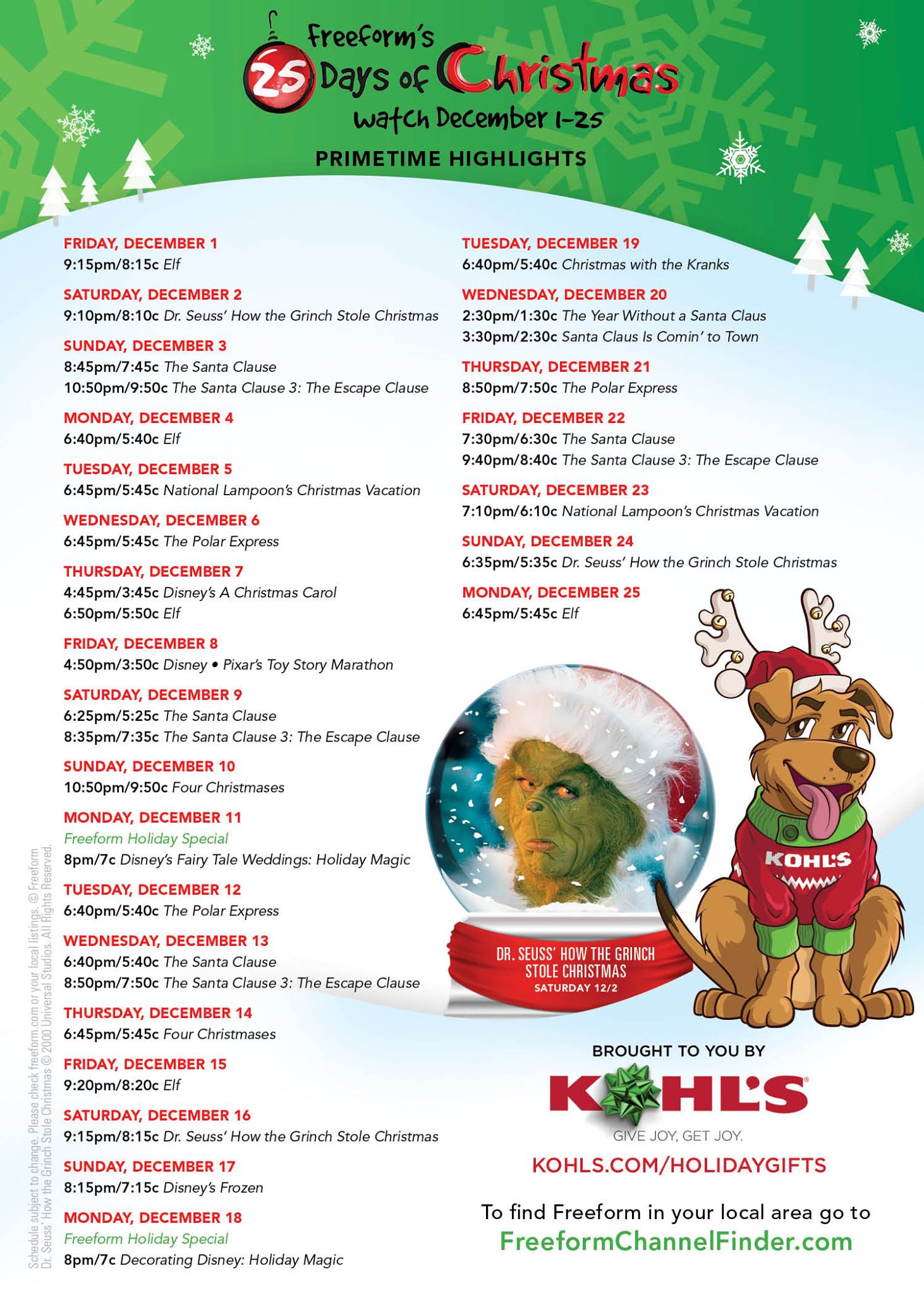 25 days of christmas 2020 Abc Family 25 Days Of Christmas 2020 Printable Schedule Npvemc Newyear2020 Site 25 days of christmas 2020